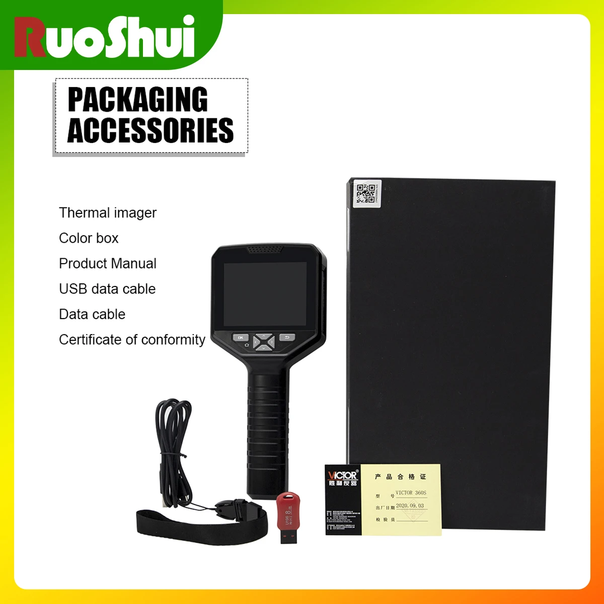 VICTOR 360S 3.5 Inch IP54 Handheld Infrared Thermal Imaging Camera Gun Visible 25Hz WiFi Usb Lens 6.5m 6.6G Storage