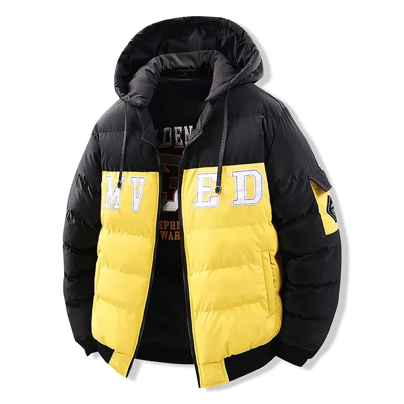Gorasion-abrigo de algodón con franjas de diferente Color para hombre, Chaqueta de algodón, vestido de estudiante, traje de pan, Chaqueta de algodón gruesa y cálida con capucha
