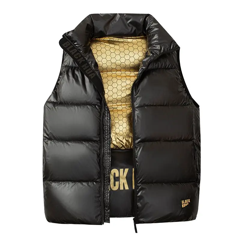 

Men Cotton Padded Coat Vests Graphene Heating Waterproof Thicken Black Zipper Sleeveless Coat Casual Parka Outerwear Waistcoat