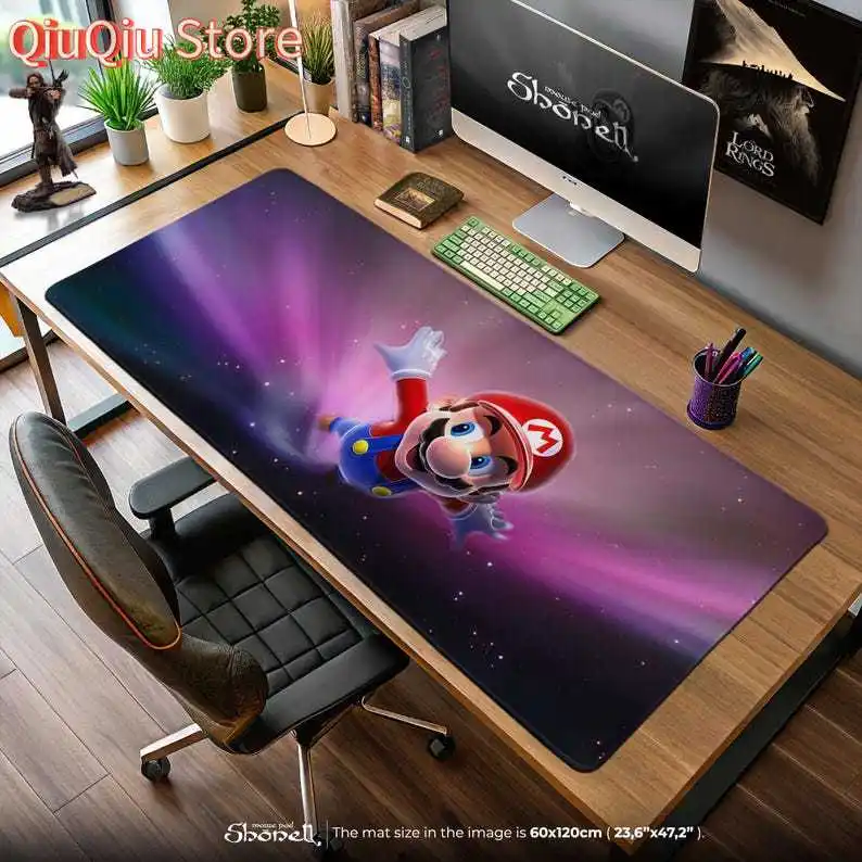 

Super Mario Galaxy Mouse Pad – Mario Flying in Space with Purple Star Trail, Gaming Desk Mat, Cosmic Gamer Gift