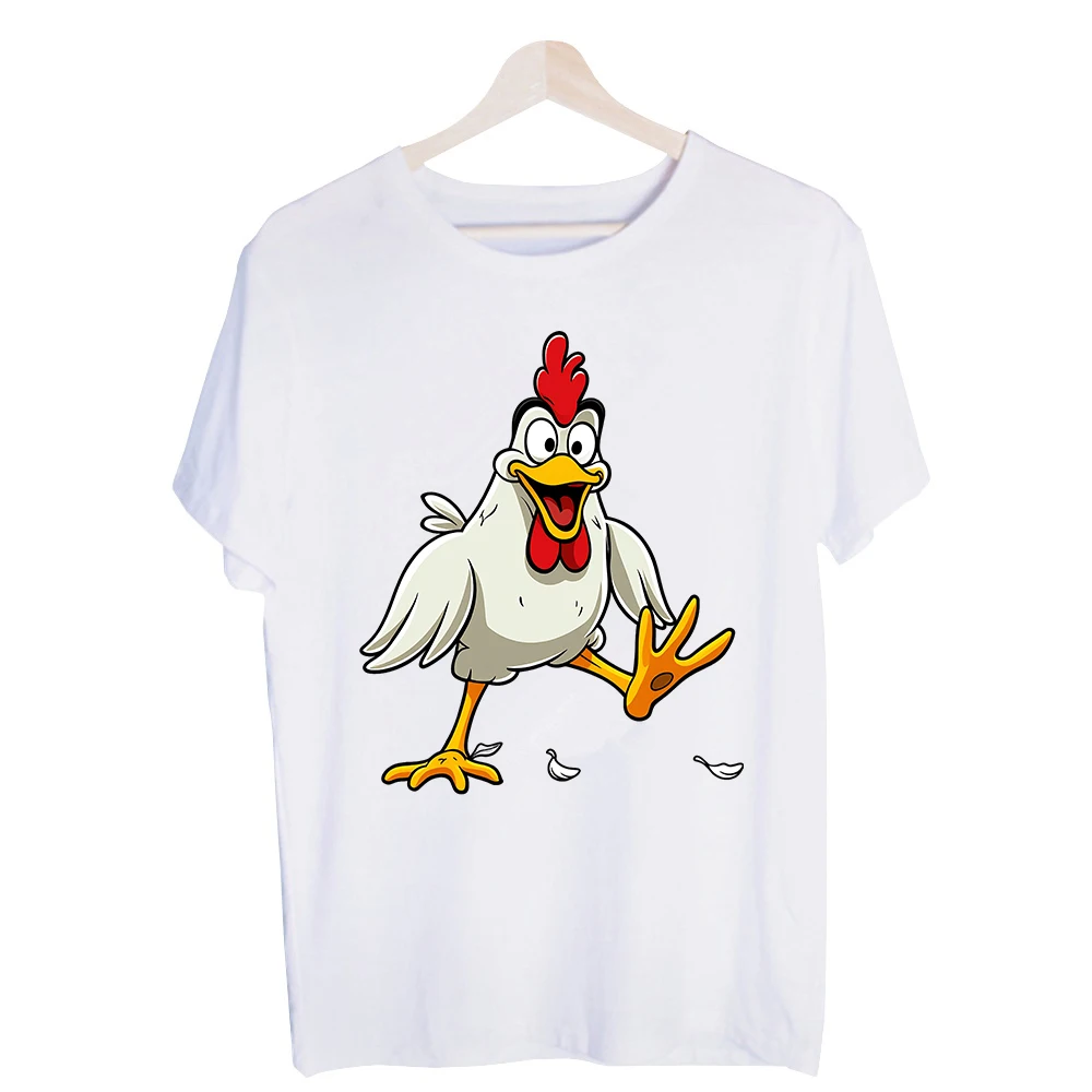 Men's Chicken Graphic Tee, Short Sleeve Crew Neck T-Shirt for Casual Daily Wear and Summer Outfits