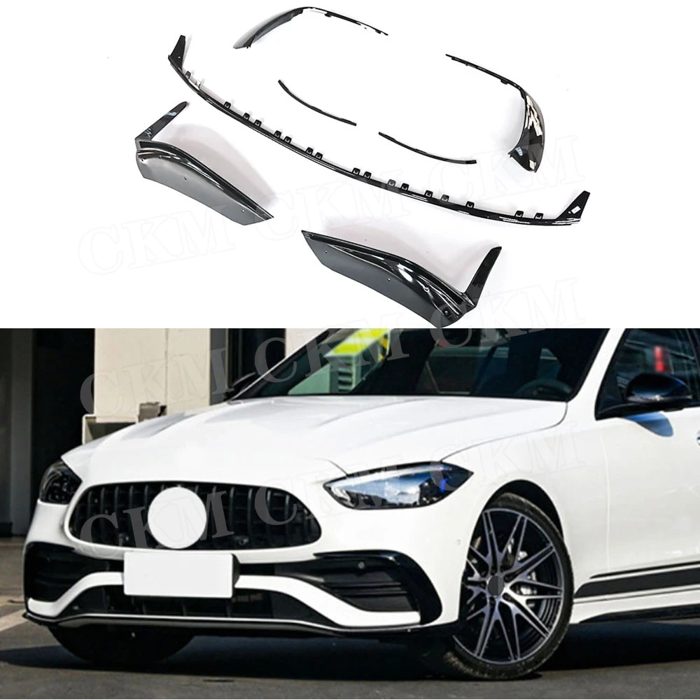 

CKMUUER Front Lip Bumper Chin Spoiler Aprons for Mercedes Benz C Class W206 C43 AMG Sport 2023 + Air Vent Intake Body Kits