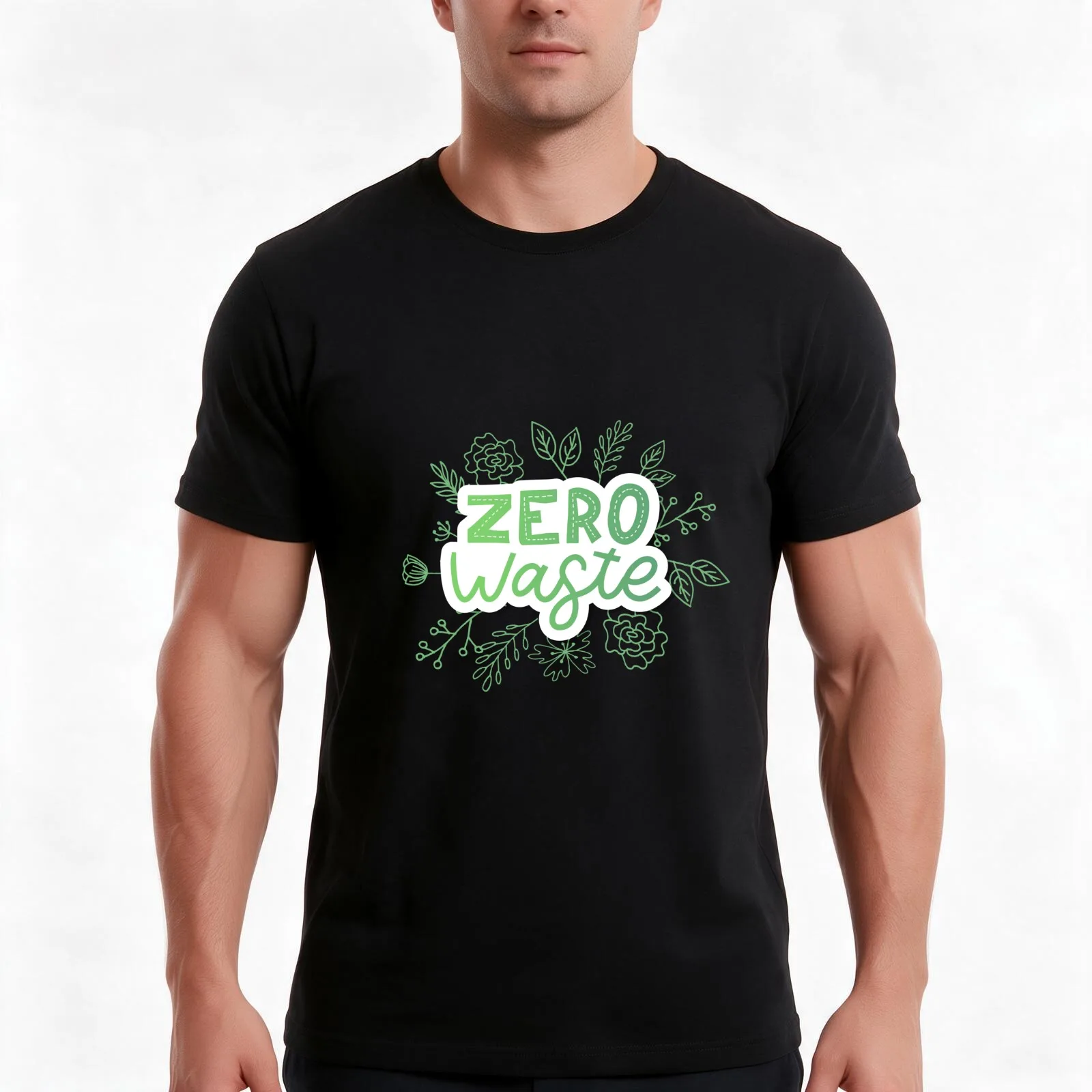 ZERO WASTE T-Shirt, Summer Casual Cotton Tee, Oversized Streetwear Tops, Vintage Graphic Print, Loose Fit Short Sleeve