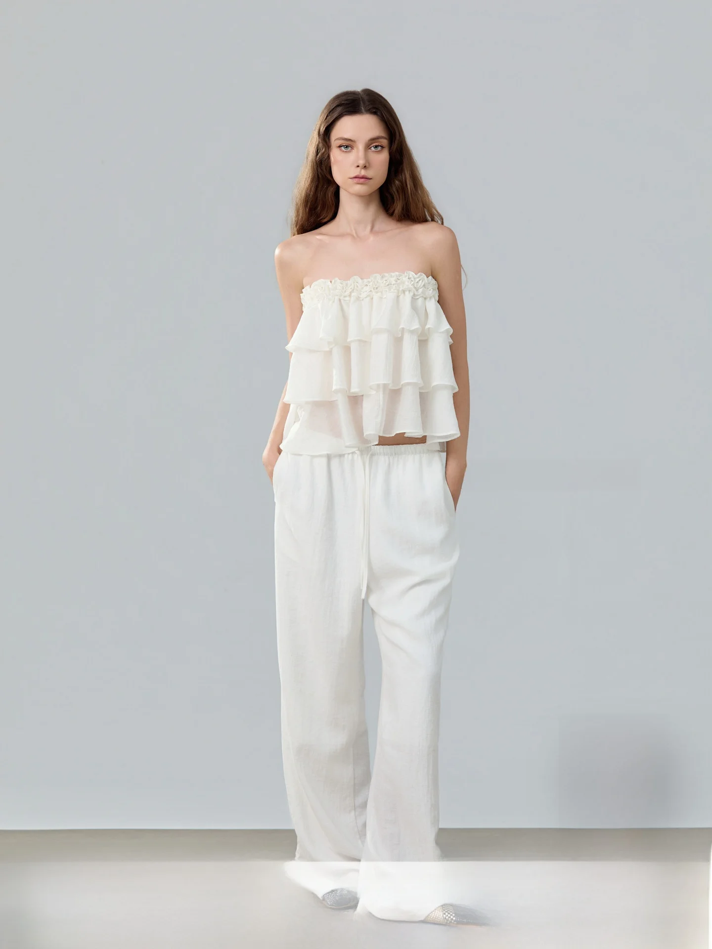 

You Me And Her Original Design Lazy Style Loose Casual Pants Women Slim Wide Leg Pants Belted Comfortable Straight Cut Trousers