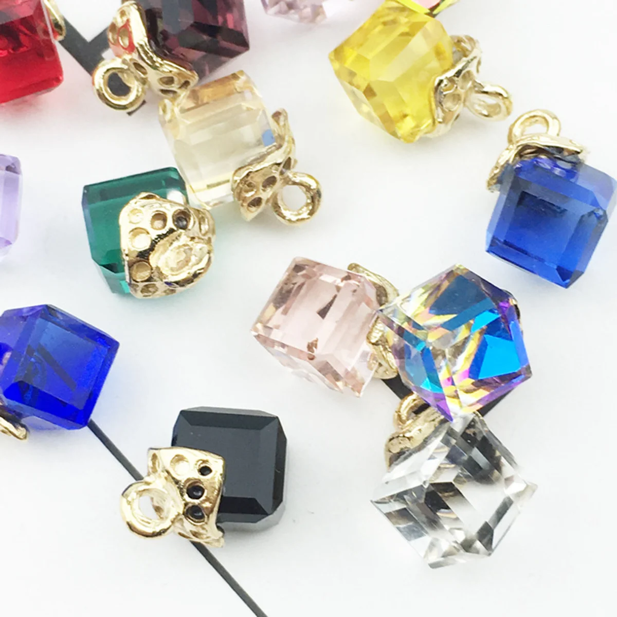 

20Pcs Cubic Crystal Pendants Charms for Jewelry Making DIY Necklace Earrings Bracelet Gift Accessories Cubic Crystal Pendants