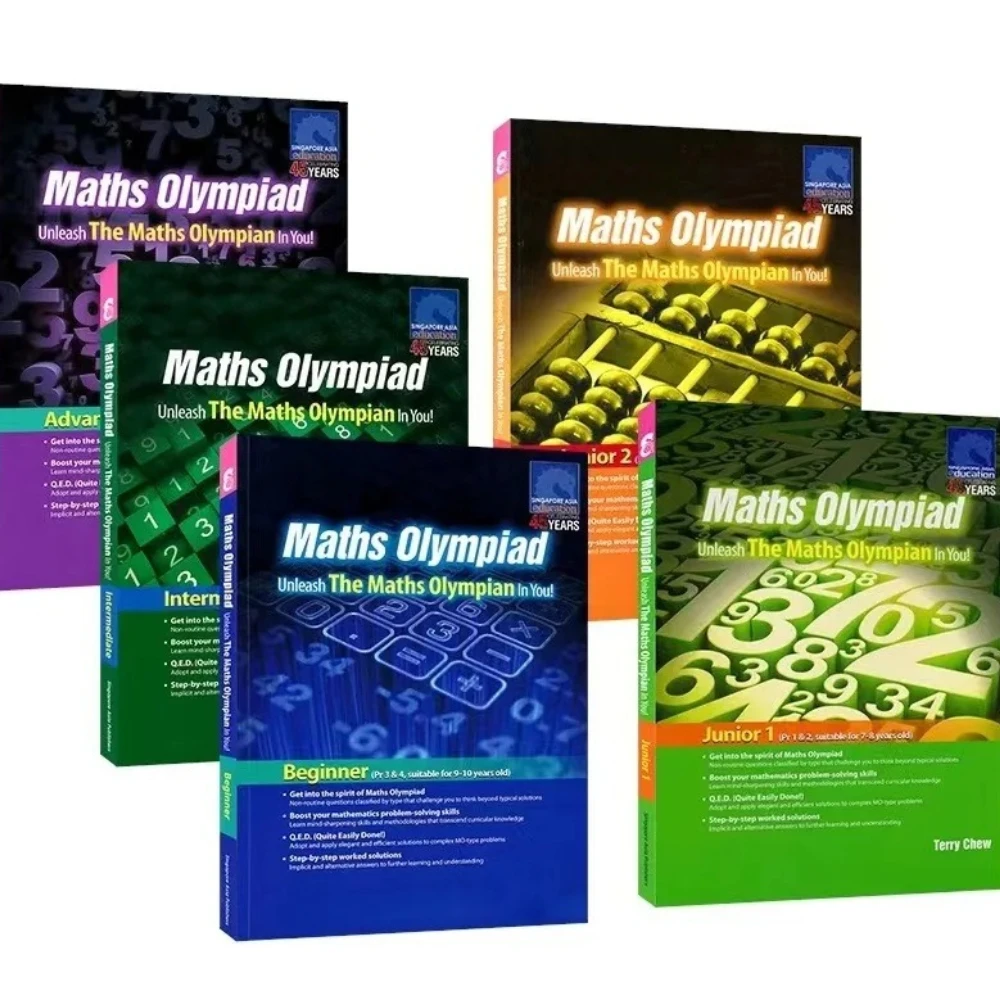 5 volumes/set of English books SAP Math Olympiad Primary School Math Thinking Training Practice Math Problems