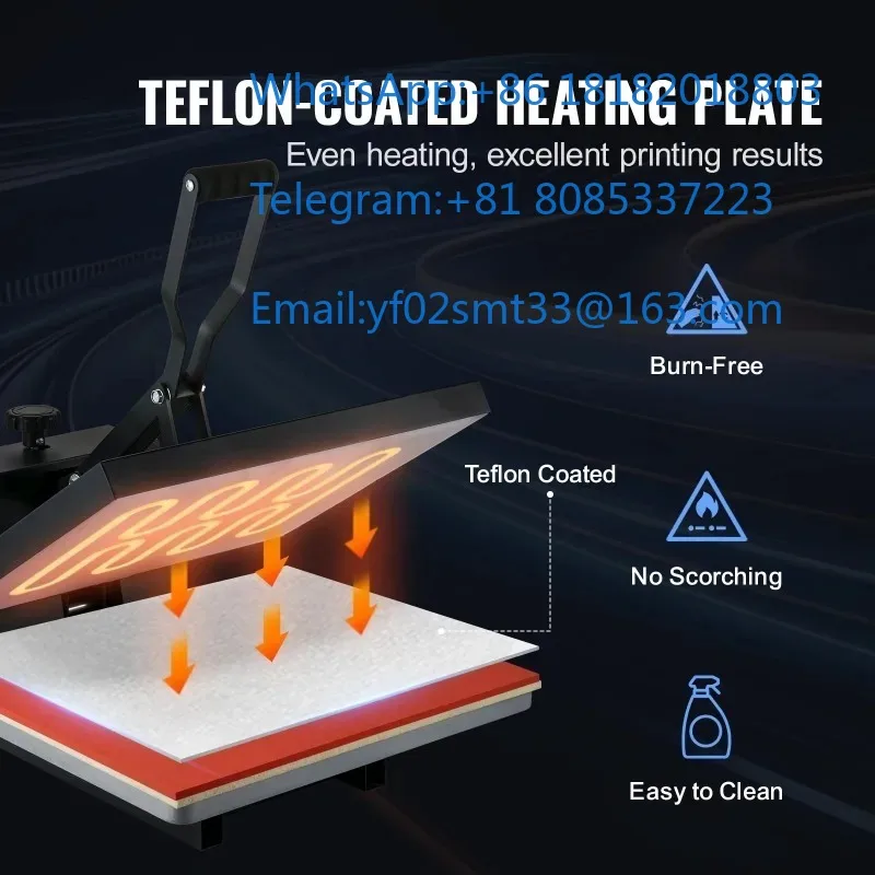 Manual Clamshell Heat Transfer Sublimation Press Machine 15×15 16×20 16×24 Inch For T-Shirt Pillow DIY Printing