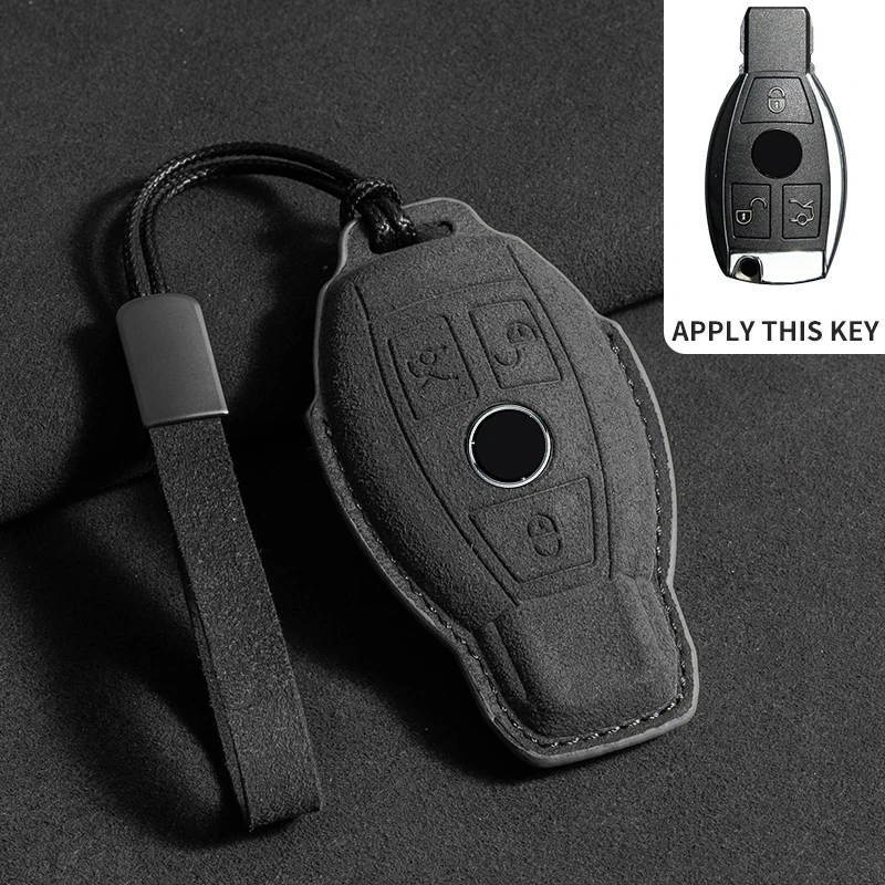 Wildleder Leder Auto Schlüssel etui für Mercedes Benz E Klasse W213 W205 E200 E260 E300 E320 Amg Cla 2018 2019 2020 Remote Fob Shell Fall