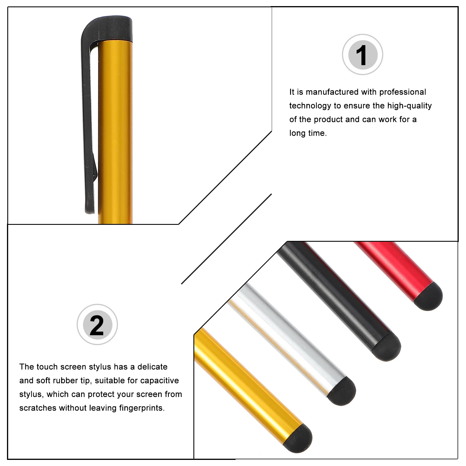 20 шт., стилус для сенсорного экрана, чувствительность, черная ручка, активный емкостный телефон из алюминиевого сплава