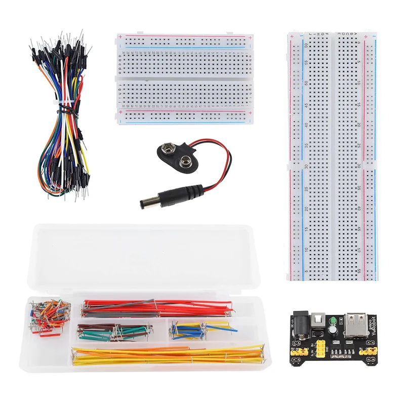 5PCS/10PCS MB102 Breadboard 830/400 Holes with 65 Jumper Wires + 3.3V/5V Power Module for Arduino DIY