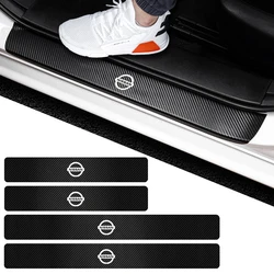4PC Car Door Sill Pedal Carbon Fiber Protective Film Anti-scratch And Waterproof Sticker For Nissan Nismo Qashqai Sylphy X-Trail