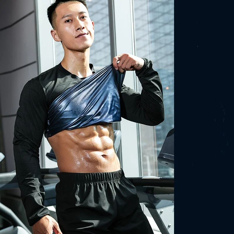 Men\'s Sauna Suit Shirt Heat Trapping Sweat Compression Shapewear Top Gym Exercise Versatile Shaper Long Sleeve Jacket/Pants