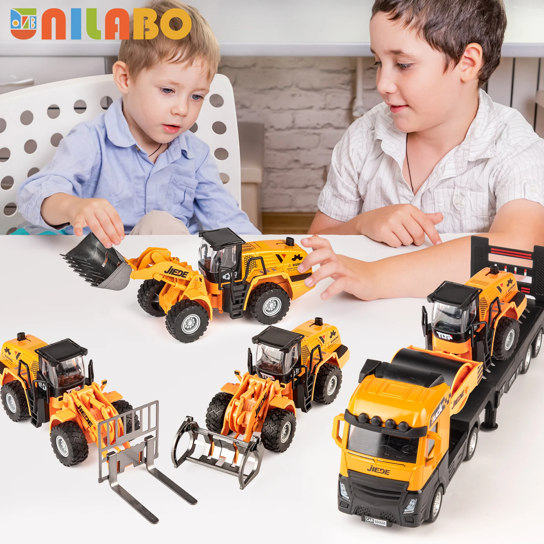Alloy 1:40 Scale Construction Vehicle Inertia Toys - Pull Back Excavator, Bulldozer & Road Roller, Durable Birthday Kids Gift​