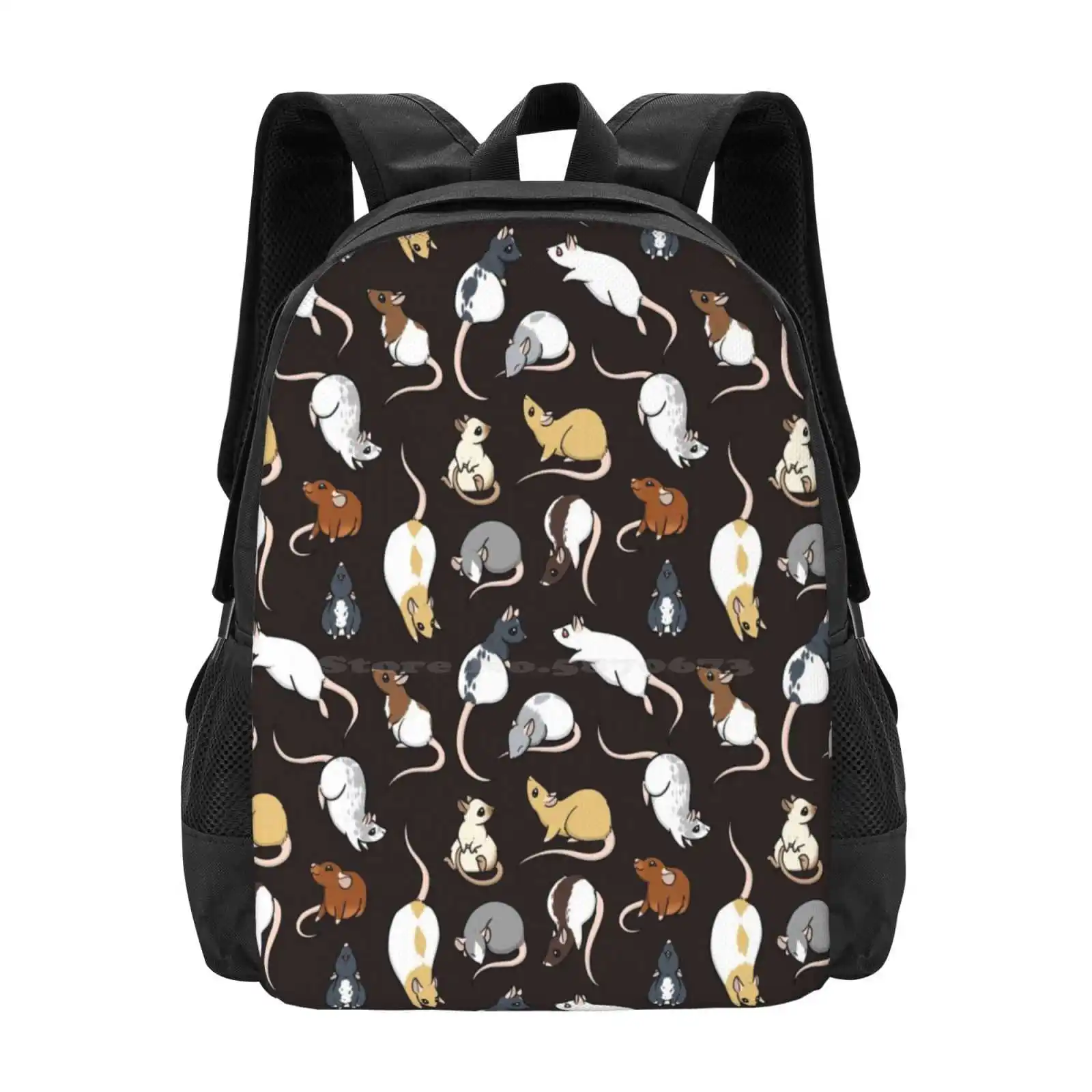 Rats Hot Sale Backpack Fashion Bags Ratty Mouse Rat Pattern Siamese Hooded Ratmarking Rat Art Cute Rat Animal Pattern Pet Rat