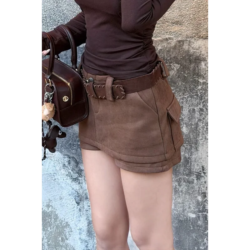 Pantalones cortos coreanos de Otoño Invierno para mujer, nuevo diseño, estilo occidental, pantalones cortos ajustados