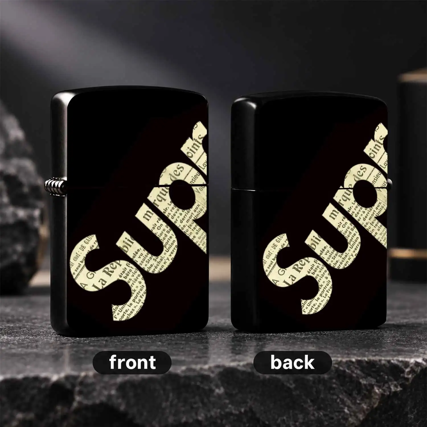 Creative Newspaper Textured Oblique Letter Decor Lighter, Fits Daily Trips Outdoor Gatherings Office Business Trips All Scenarios, Exquisite Unique Design, Portable Practical Nice Gift For Any Oc A Humorous And Interesting Lighter