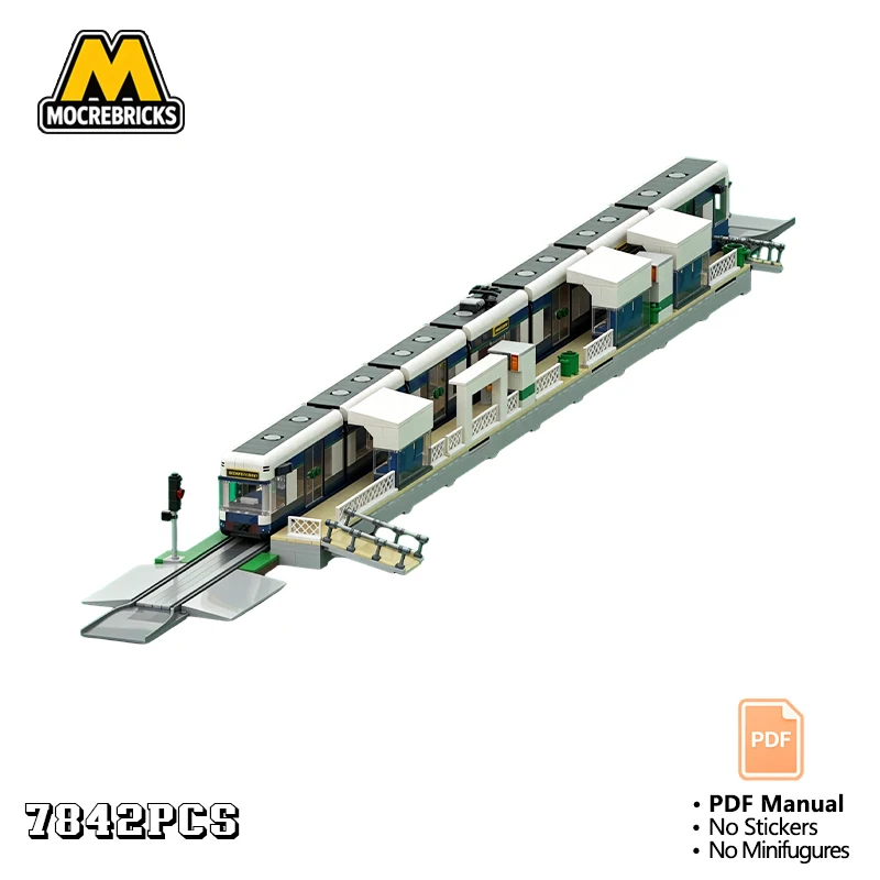 MOC Tramway Station Modular Building Blocks City Light Rail Platform Architecture Model DIY Bricks Toy Gift Adults
