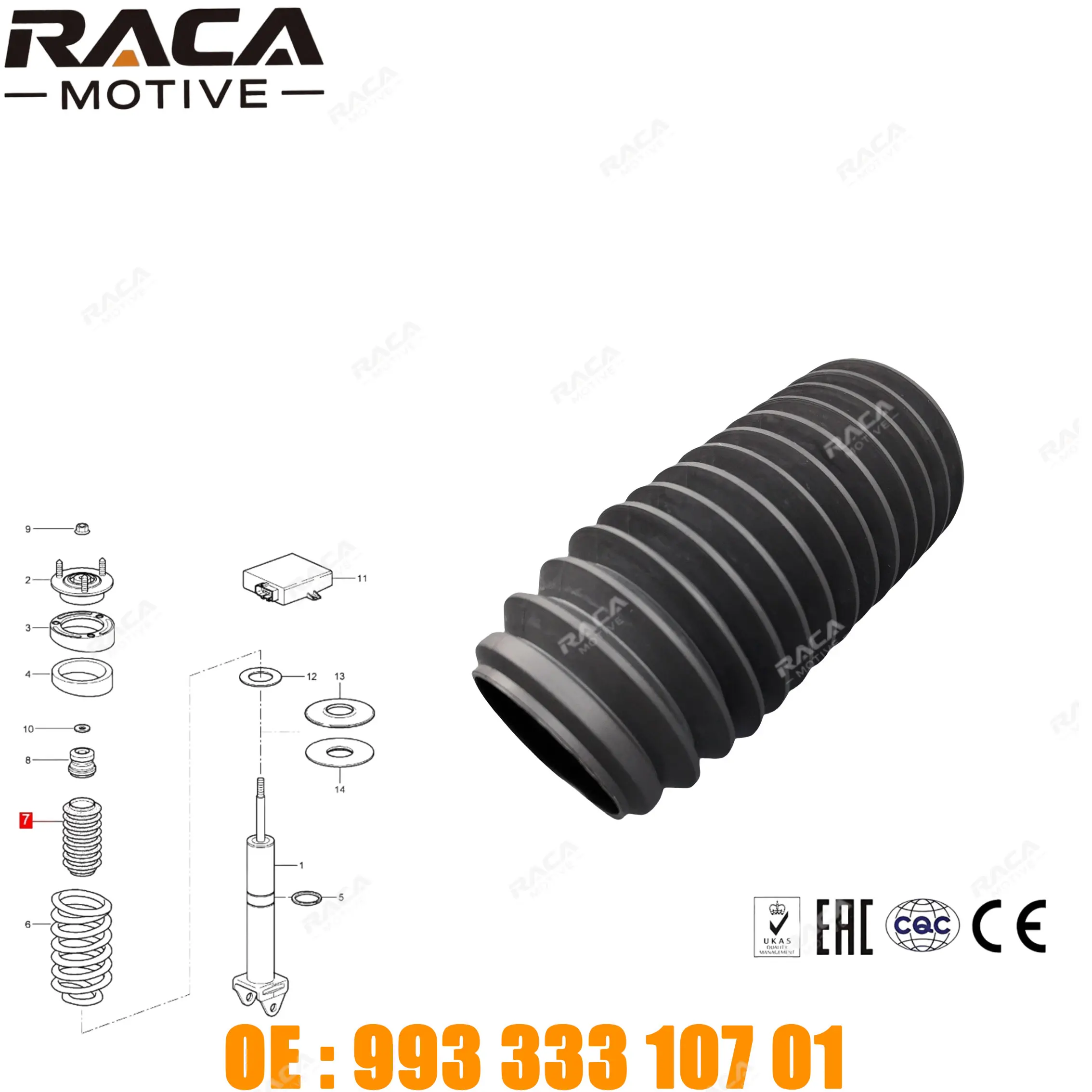 High-Quality Rear Axle Shock Absorber Dust Cover for Porsche 911 Convertible 997 911 Roadster Edition 997 2005-2012 99333310701