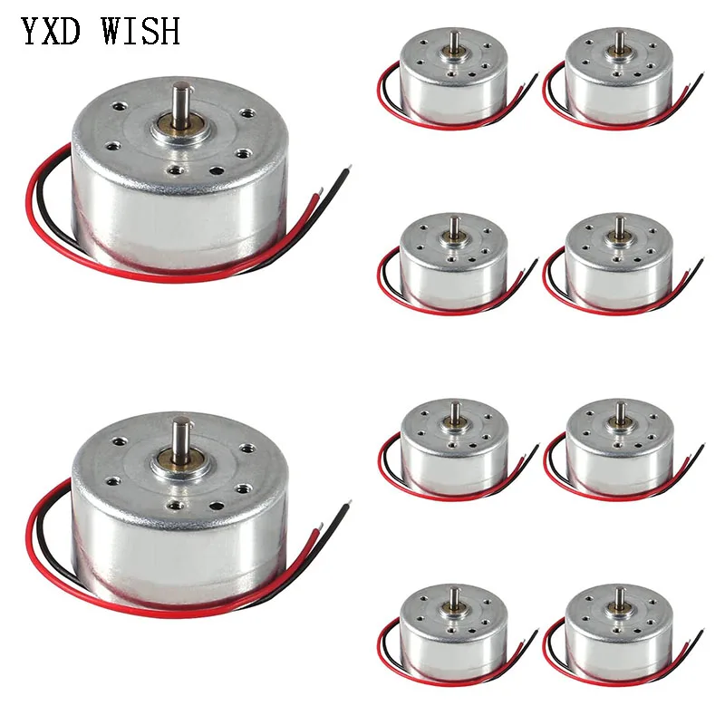 10 stks DC 1.5 V 3 V 4.5 V 5 V 6 V DC Motor Micro 300 Zonnemotor Voor DIY Speelgoed 2 Pins Plug Afstand Borstel Motoren 2 MM 2 Draad Motoren