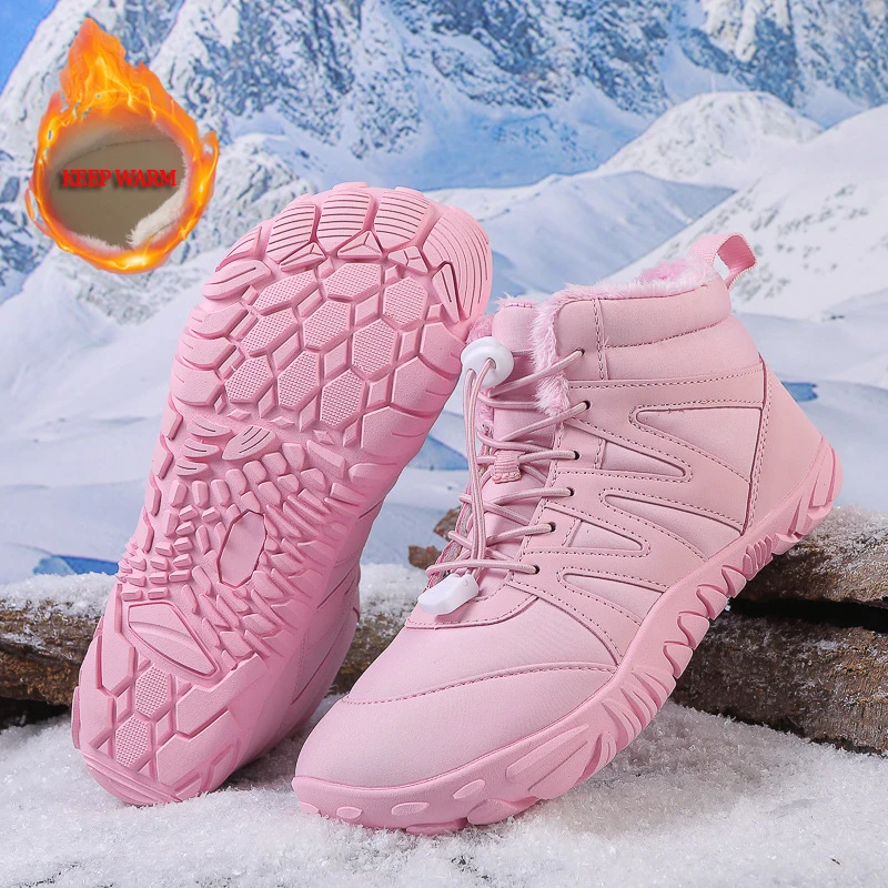 

New Outdoor Sports Cotton Shoes With Plush Insulation Boots, Wear-Resistant And Non Slip Snow Boots, Winter Thick Couple Shoes
