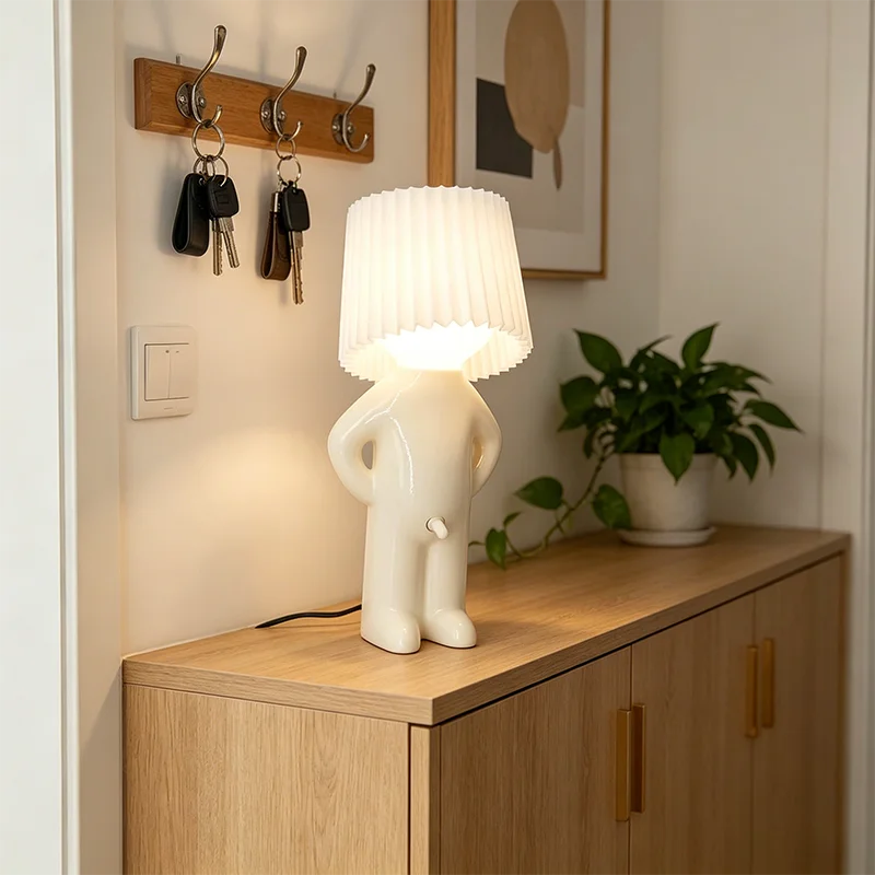 Table Lights Naughty Boy Creative Table Lamp Unique LED Pleats Reading Lighting Bedroom Bedside Night Light Children's Gift