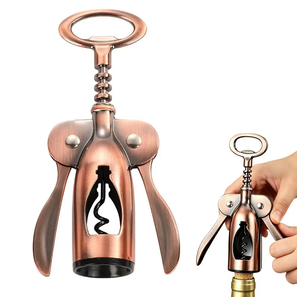 Zinc Alloy Wine Bottle Opener, Double Wing Lever Design Retro Copper Finish Corkscrew, Portable Heavy Duty Opener for Bar And Ho
