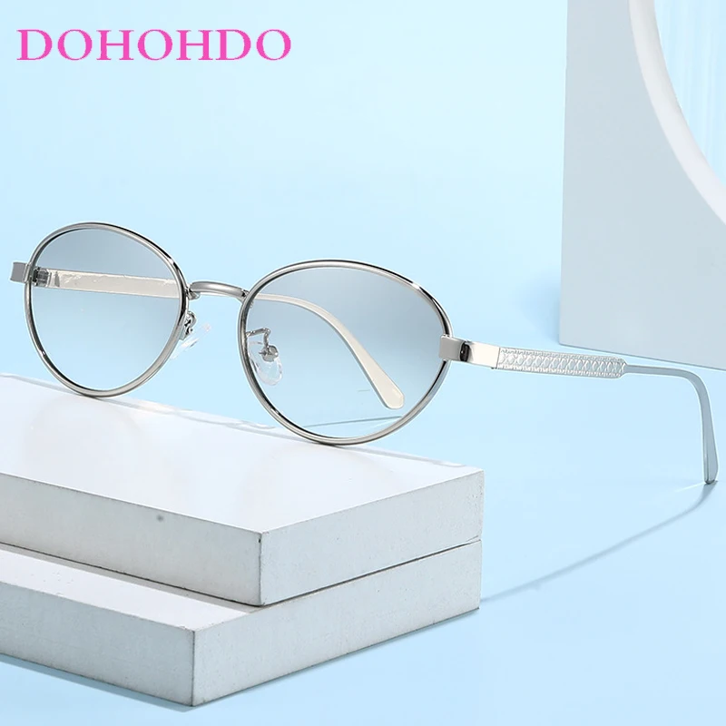 

Trendy Luxury Designer Sunglass Male Popular Metal Small Oval Sunglasses Women Men Summer Traveling Outdoor Driving Shades UV400