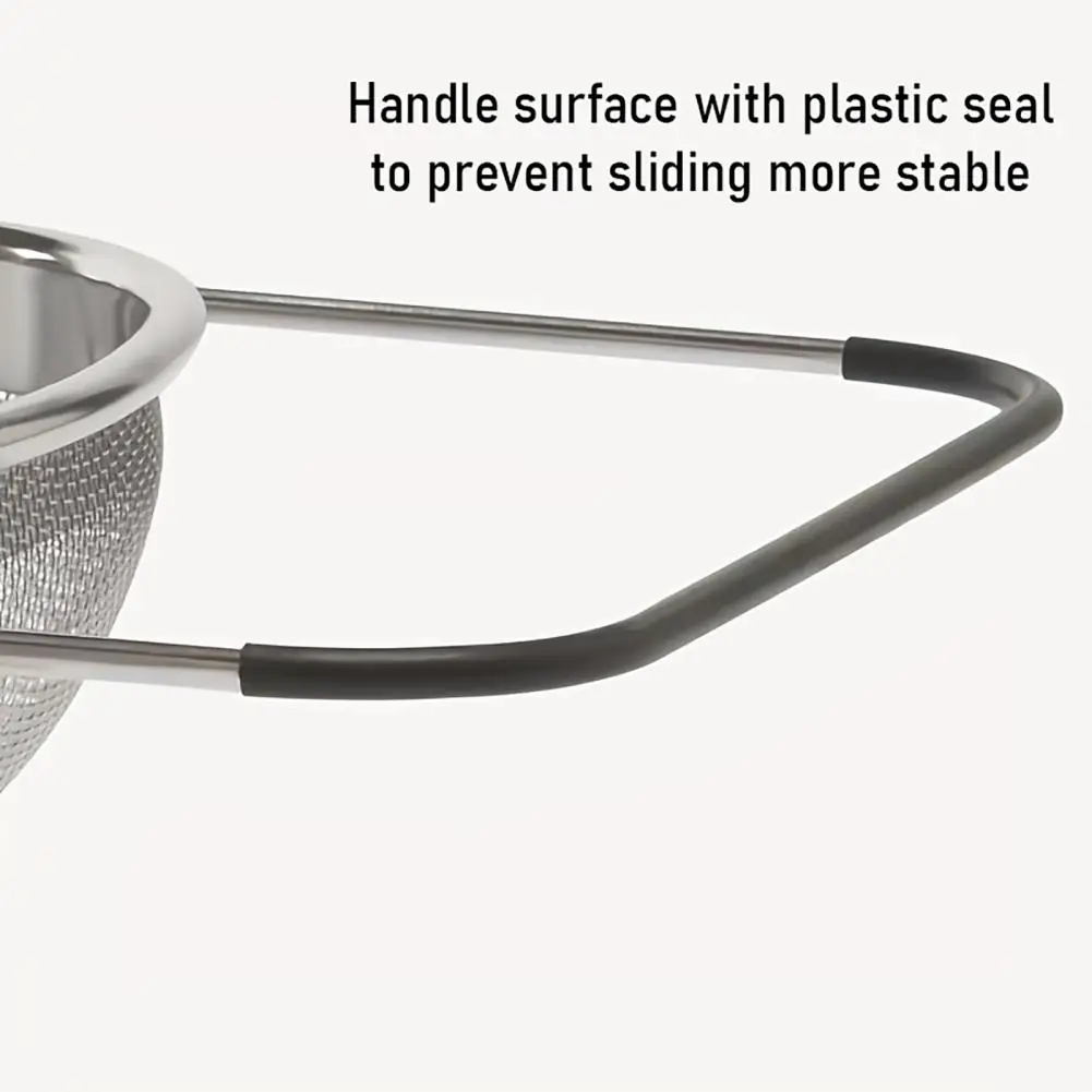 Rubber Grip Handle Strainer Over Sink Colander Fine Mesh Stainless Steel Strainer Oval Kitchen Sink Colander with for Draining