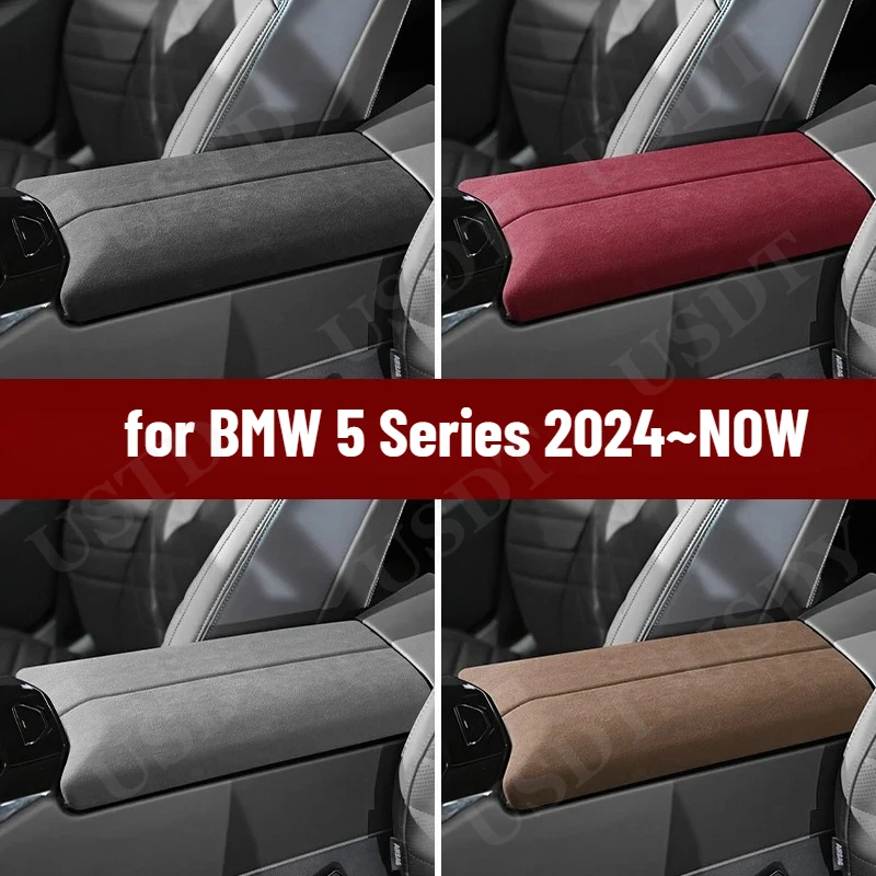 

TOP Suede Rear Armrest Box Lid Sheath Shell Cover For BMW 5 Series I5 G60 2024 2025 Gear Shift Panel Cover Mat