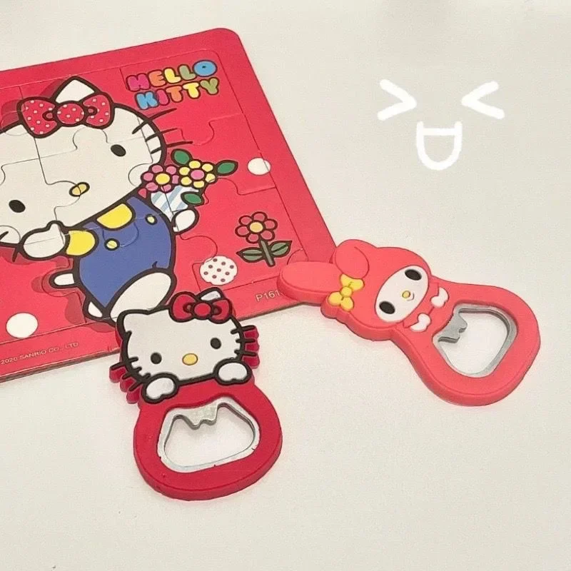 Sanrio Anime Bottle Opener Hello Kitty My Melody Soft Silicone Cute Beverage Beer Opener Magnetic Portable Refrigerator Magnet