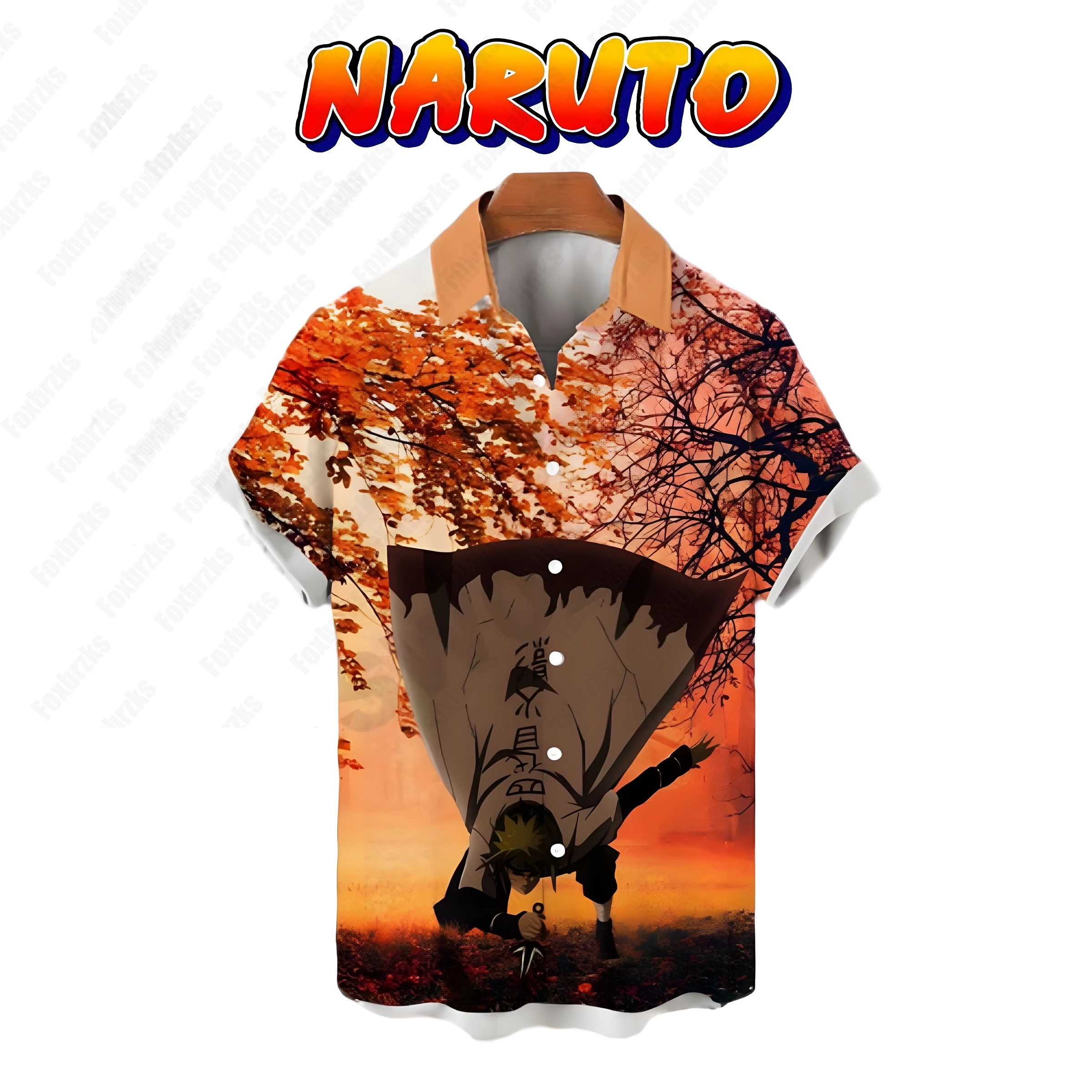 

Tops 2024 Naruto Men's Clothing High Quality Shirt Shirts Short Sleeve Cool Beach Style Oversized 5XL Anime Streetwear Fashion