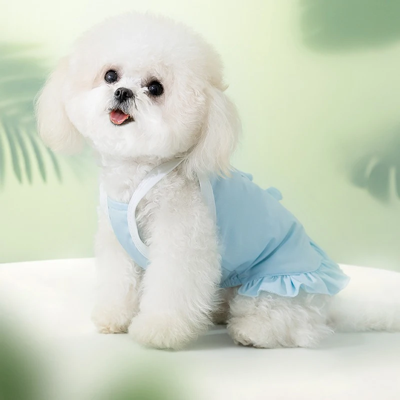 

Simple Puppy Sling Skirt Pet Summer Sun Protection Clothes Thin Teddy Open Button Shirt Bichon Frise Cool Feeling Cooler Dresses