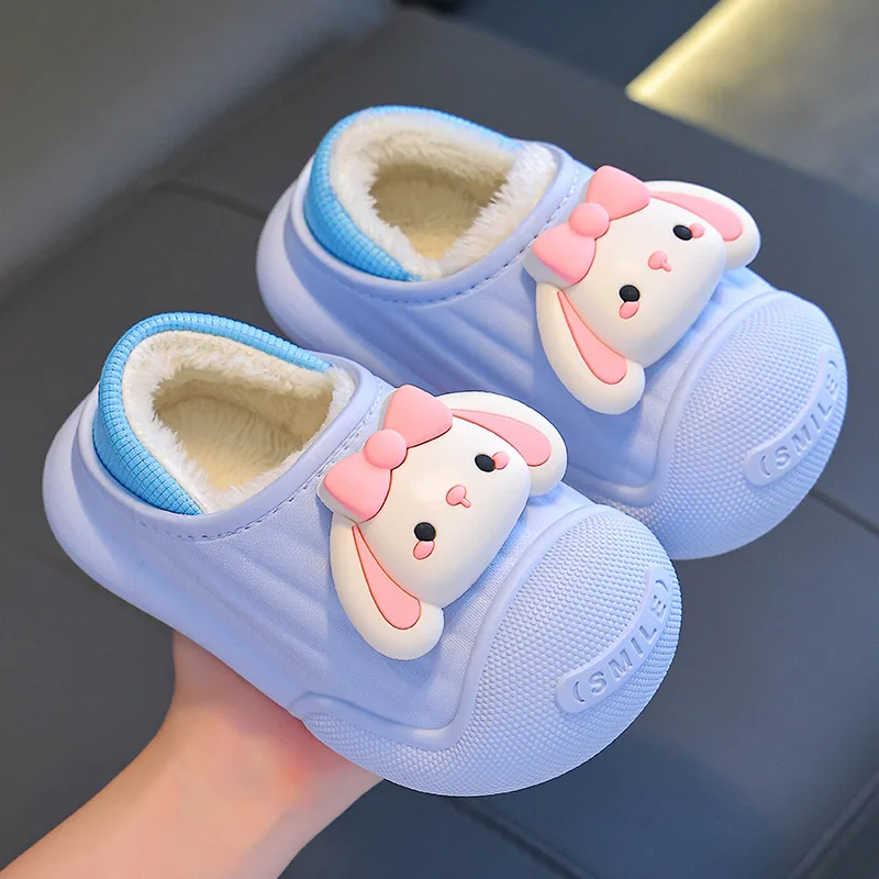 Disney Children’s Baby Warm Cotton Shoes Winter Girls Cartoon Sheep Non-slip Yellow Blue Shoes Kids Soft Sole Indoor Slippers