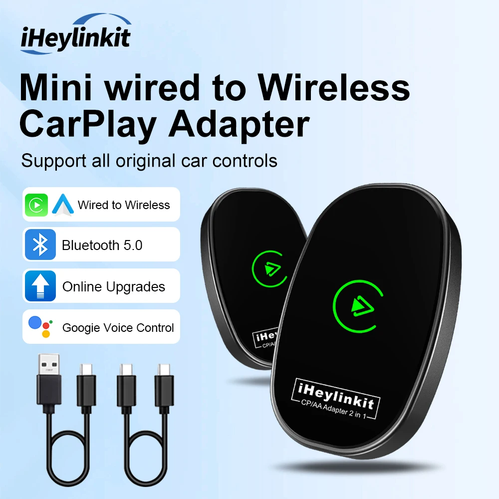 

IHeylinkit 2in1 Wireless Carplay Android Auto Беспроводной адаптер Smart Connectivity Ключ из цинкового сплава для большинства моделей автомобилей