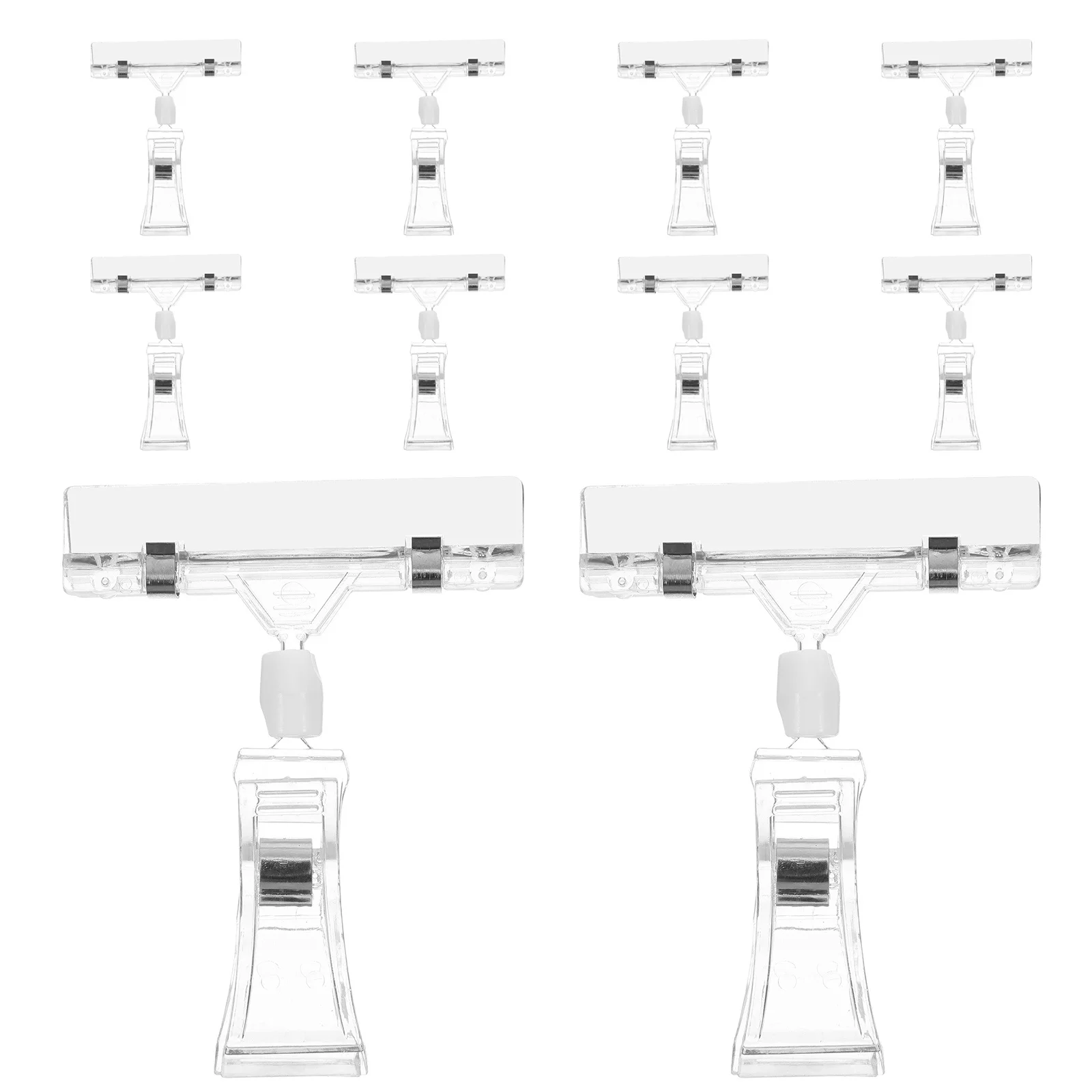 

10Pcs Clear Label Clips Note Fixator for Price Tags Cards 2-Sided Clamp Strong Hold Reusable Plastic Clip for Wedding Party