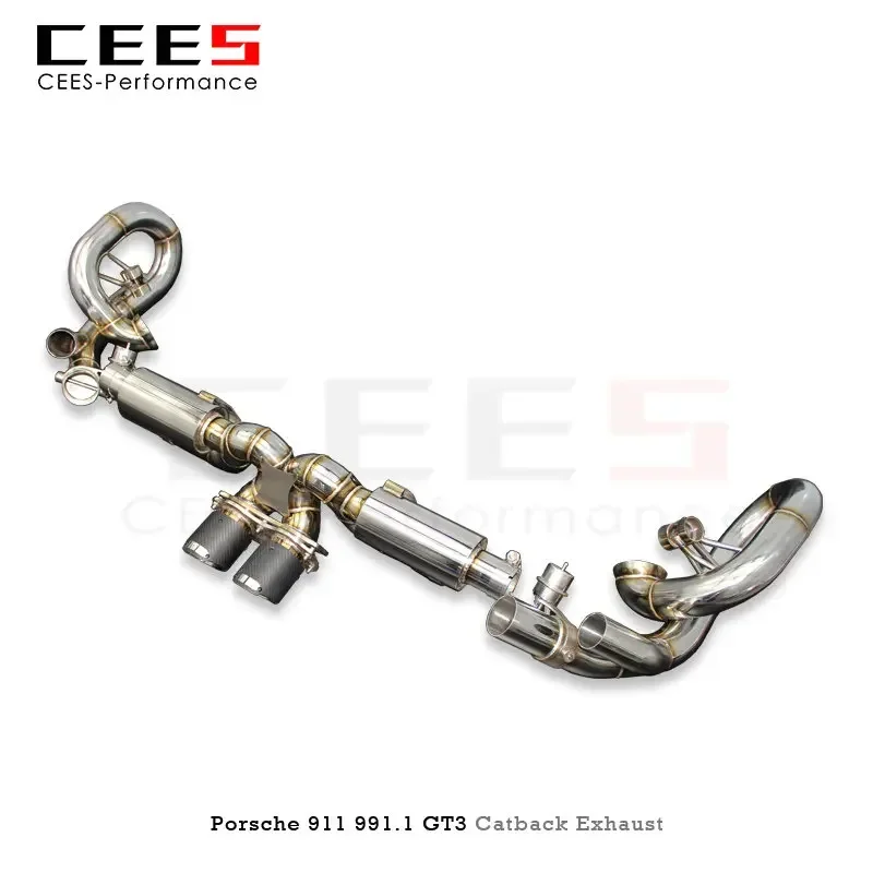 CEES Racing Exhaust System for Porsche 911 991.1 GT3 3.8T 2010-2019 Performance Tuning Valve Control SS304 Muffled Exhaust Pipes