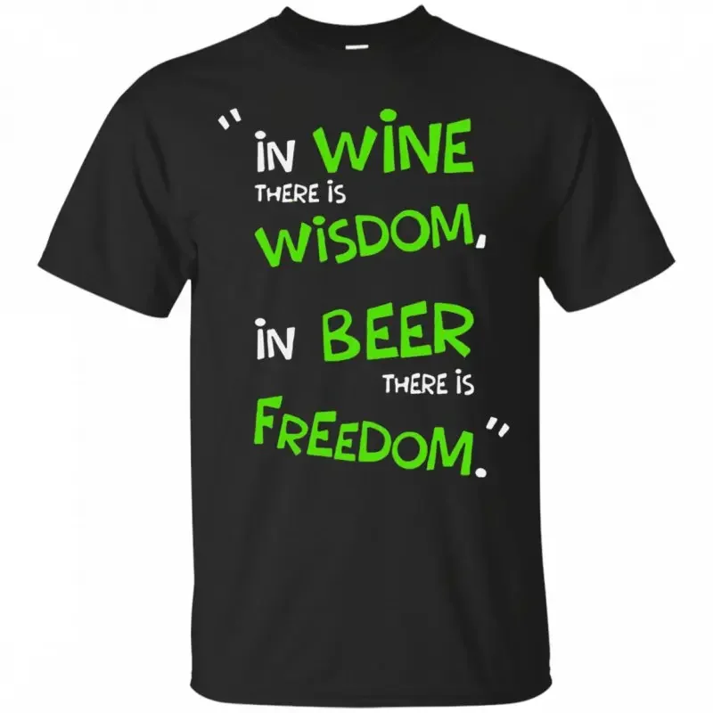 Wine Wisdom Bee Freedom. Funny Whiskey Spirit Letter Printed T-Shirt. Summer Cotton Short Sleeve O-Neck Men's T Shirt New S-3XL