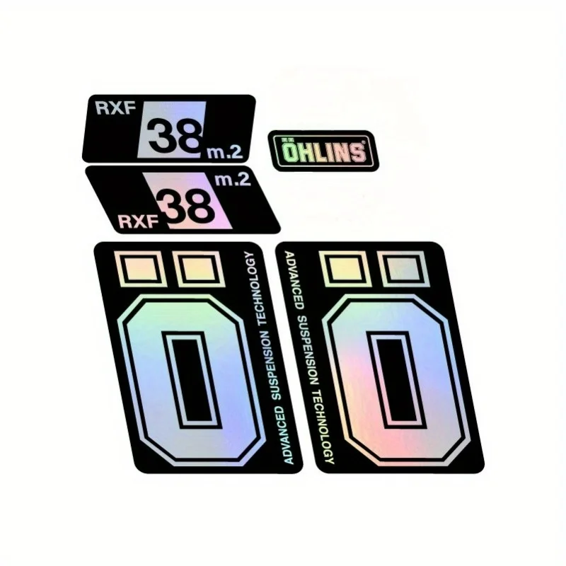 1SET  Custom RXF 38 m.2 & OHLINS Car Motorcycle Stickers, Colorful Decals for Car Bike Suspension Customization