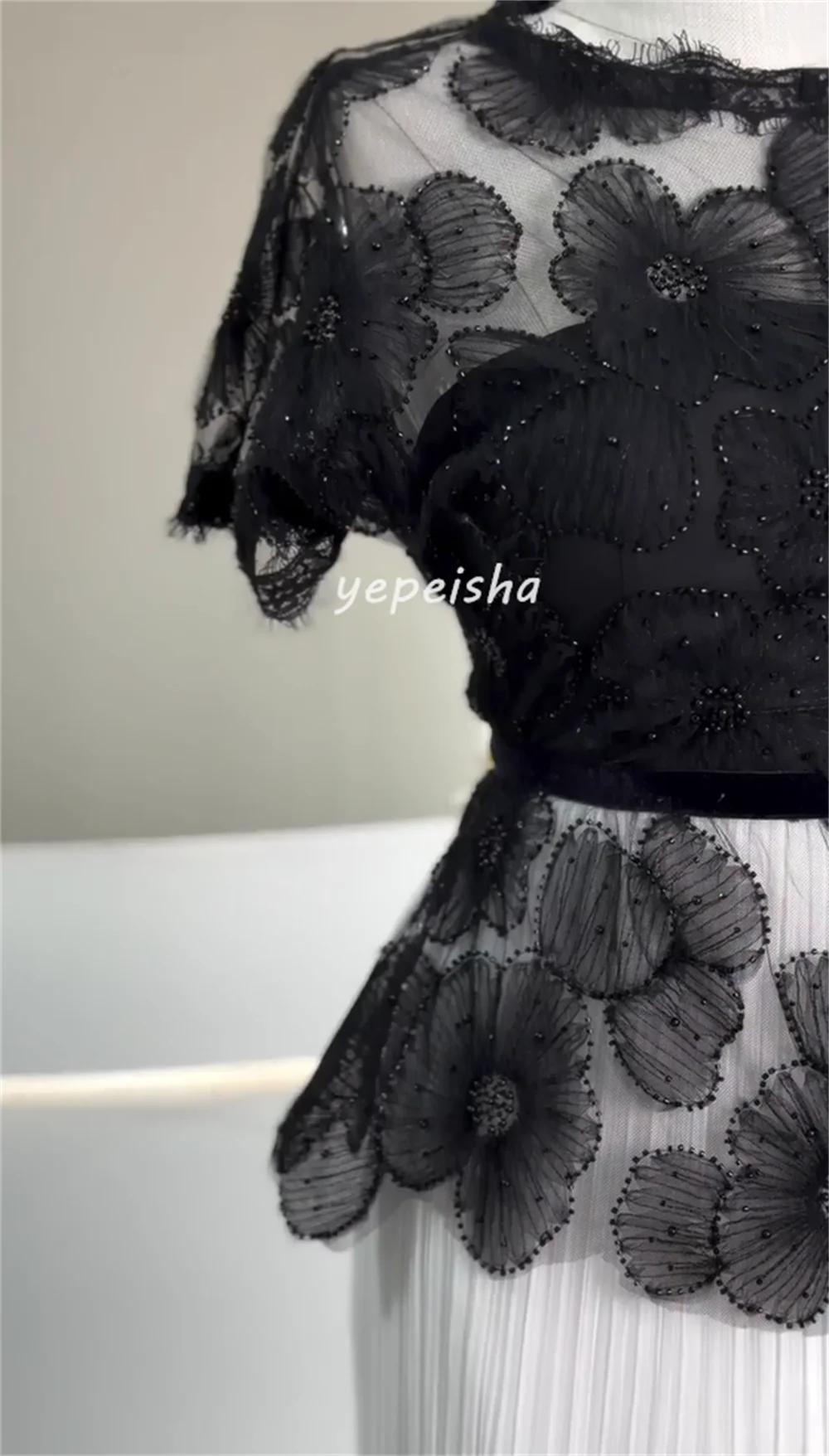 تخصيص معقدة رائعة الأورجانزا اليدوية زهرة رايات الديكور مستقيم مغرفة الرقبة فساتين طويلة فساتين المناسبات حسب الطلب