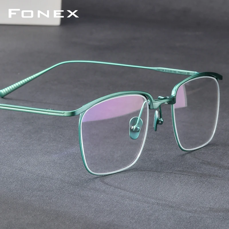 FONEX Titanium Eyeglasses Frame Men Brand Design Ultralight Square Glasses Japanese High Quality Ultralight Thin Eyewear 85724