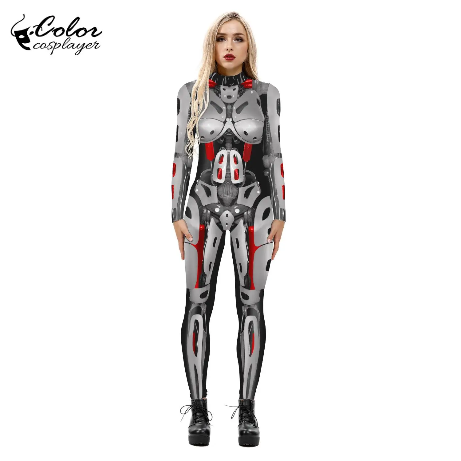 Color Cosplayer Exotic Charm Jumpsuit Robot Cosplay Costume Muscle Bodysuit Adult Outfit Party Carnival Performance Clothing