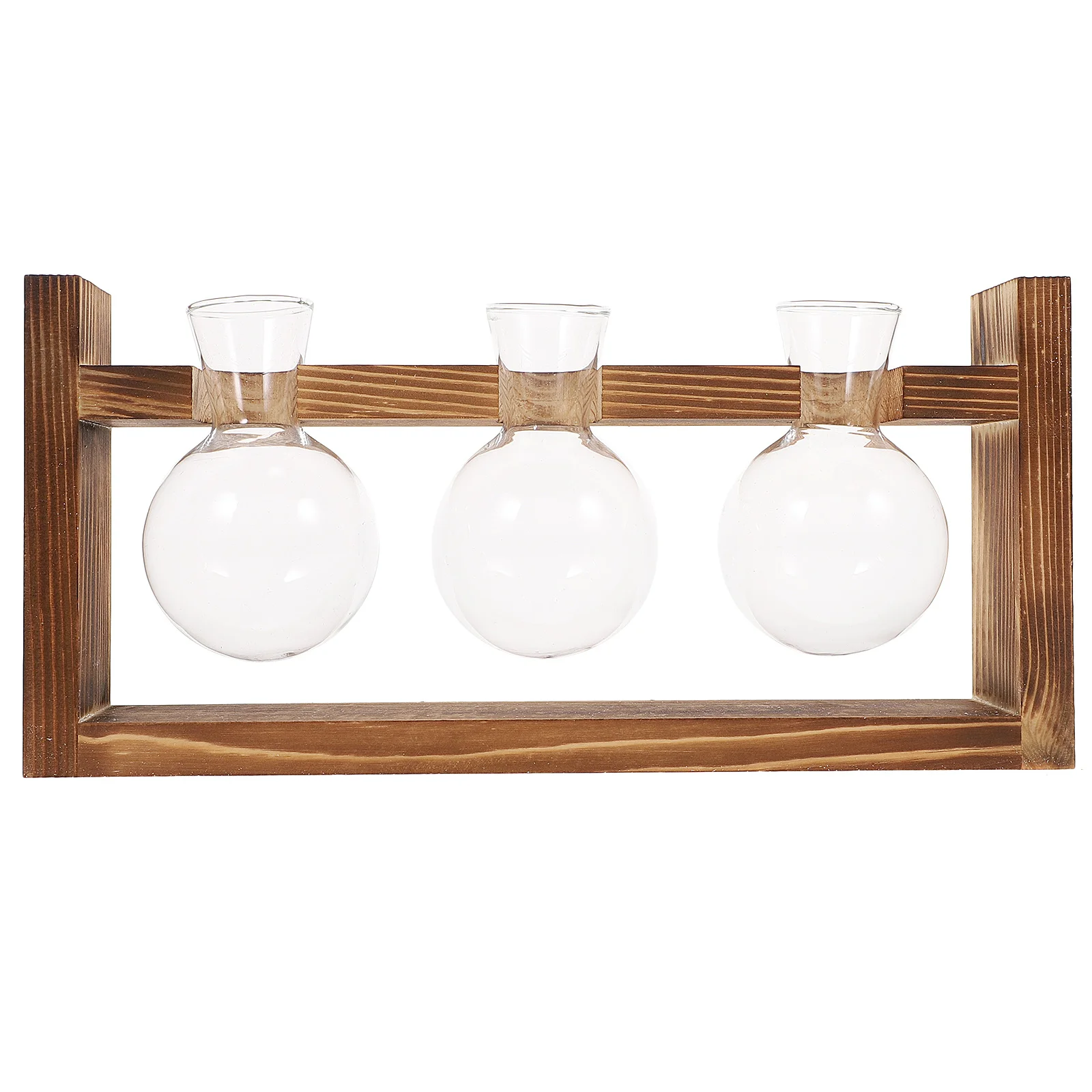 

1Set Hydroponic Flower Pot Wood Glass Stand Unique Room Office Decor Plant Glass Wooden Stand Table Decoration