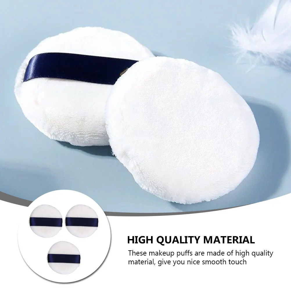 

3pcs Makeup Powder Puff With Ribbon Soft Washable For Foundation Cream Sunscreen Pressed Loose Powder Puff