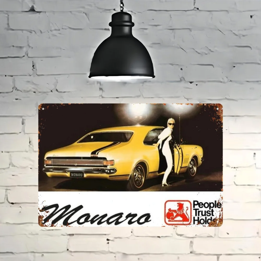 Room Decor Vintage Monaro Muscle Car Metal Tin Sign, Australian Classic Car Artwork, Waterproof Dustproof Wall Decor, for Home,