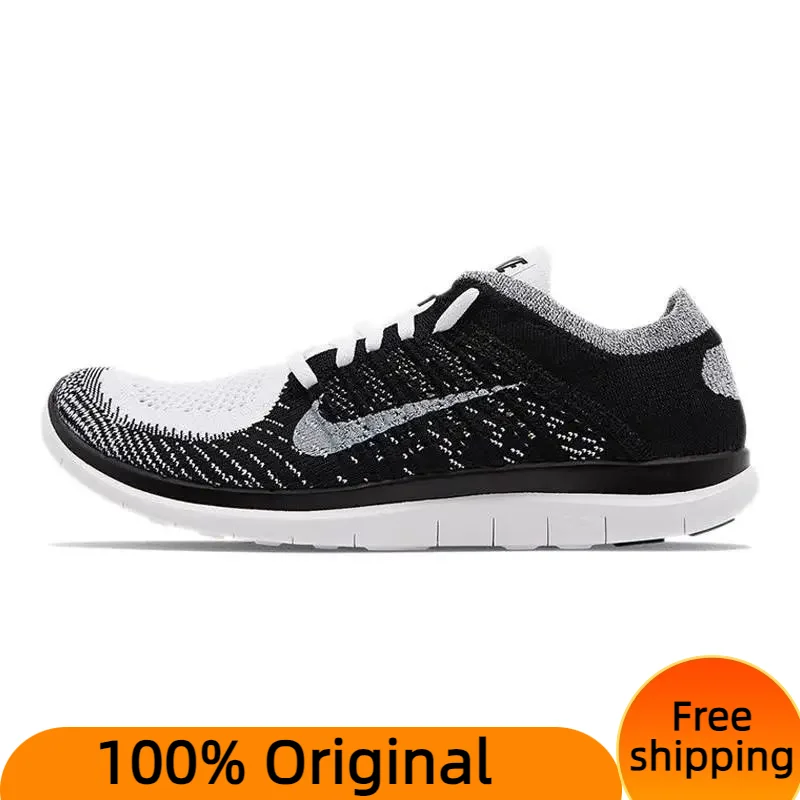  Nike Free 4.0 Flyknit White Black Sneakers shoes 631053-100