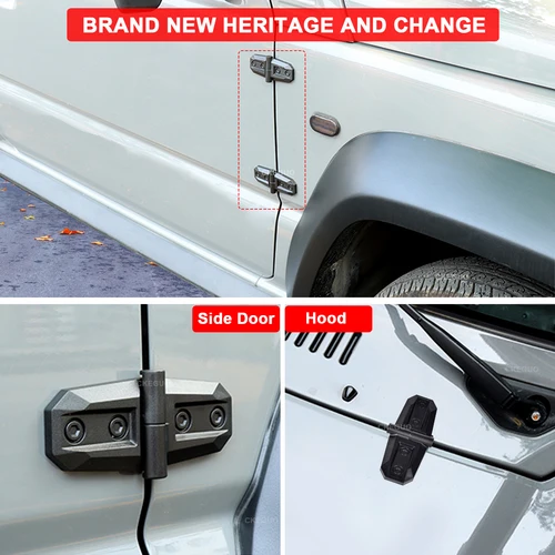 Imagen 2 del producto Para Suzuki Jimny JB64 JB74 2018-2020 capó de motor de coche bisagra de puerta decoración cubierta embellecedora molduras de coche accesorios exteriores