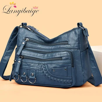 Bolsa Crossbody de couro macio para mulheres, bolsas de alta qualidade, bolsas femininas, designer famoso, bolsa de ombro, nova, 2023