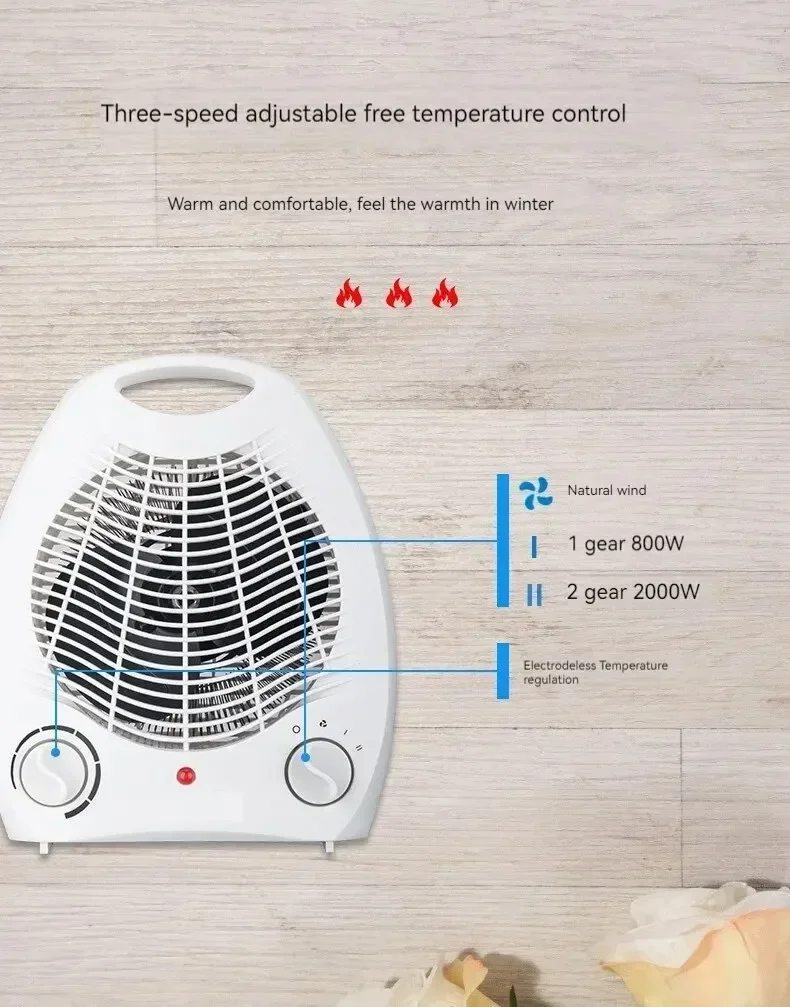 Calentador eléctrico, horno eléctrico doméstico, ventilador eléctrico, estufa de calefacción, calentador portátil para el hogar, calefacción interior para oficina