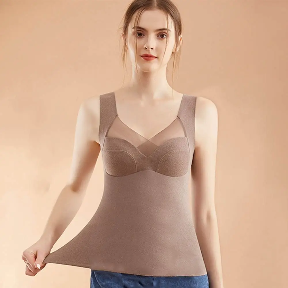 

Inside Clothes Antistatic With Bra Self Heating Undershirts Women Vest German Fleece Tanks Korean Style Bottoming Shirt