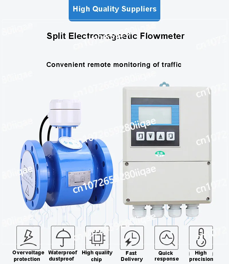 Steel Anti-corrosion Intelligent DN80 Meter Split Electromagnetic Flowmeter Pipeline Industrial Sewage Wastewater Stainless